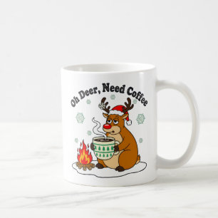 Oh Deer Need Coffee Funny Holiday Art Mug