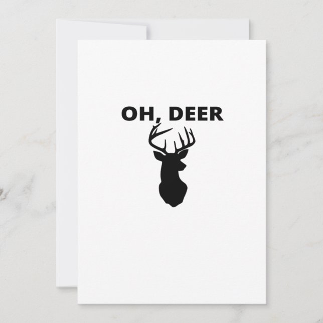 Oh Deer Oh Dear Whimsical Art StyFlat Holiday Card (Front)