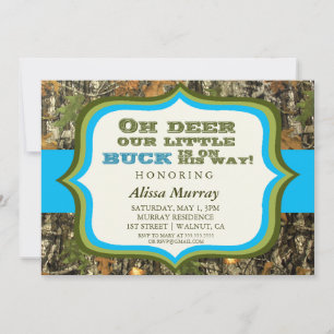 Oh Deer Our Little Buck Is On His Way Baby Shower Invitation
