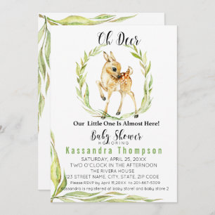 Oh Deer, Our Little One Is Almost Here Baby Shower Invitation