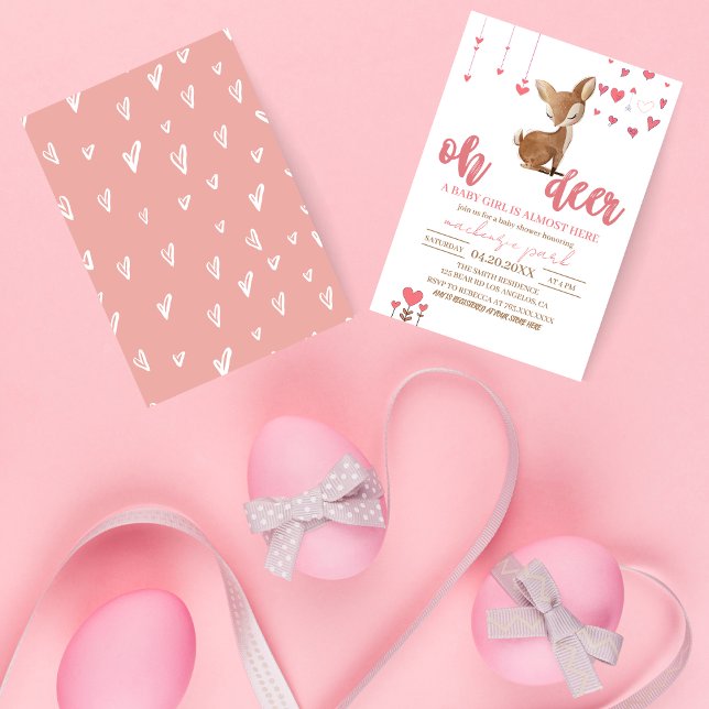 Oh Deer Pink And Tan Baby Shower Invitation (Creator Uploaded)