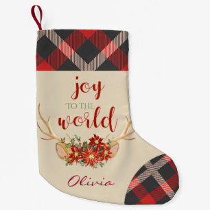Oh Deer Pink Ears and Woodland Antlers Small Christmas Stocking