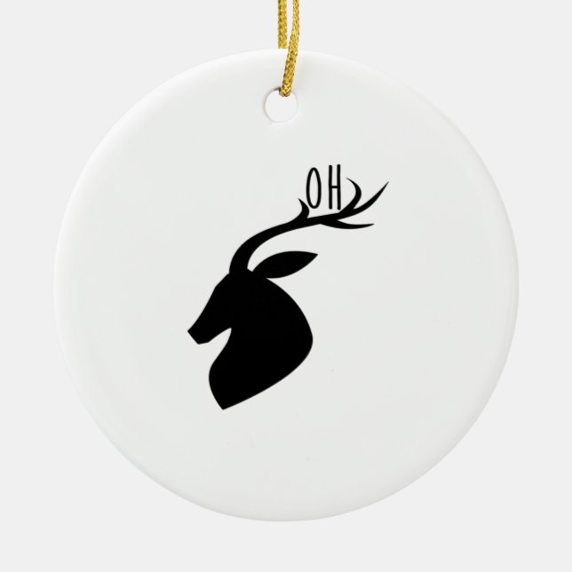 Oh Deer Pun Creative Style Ceramic Ornament (Front)