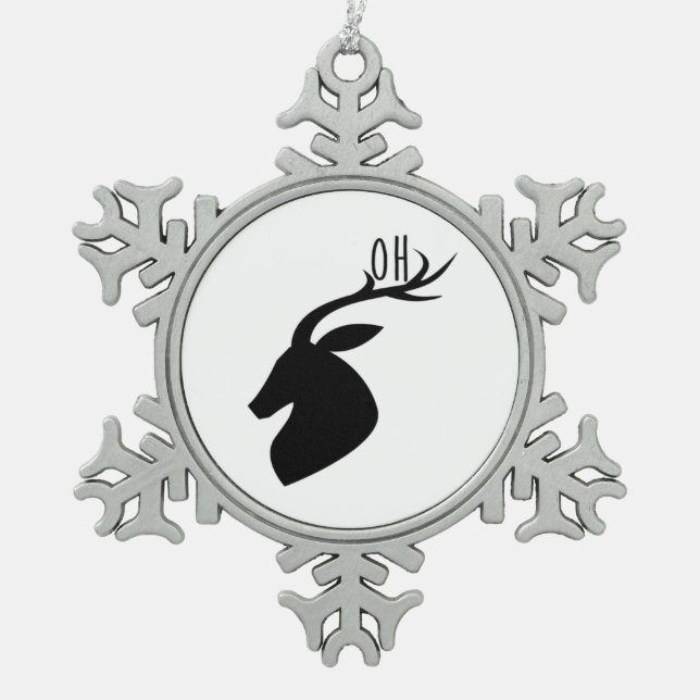 Oh Deer Pun Creative Style  Snowflake Pewter Christmas Ornament (Front)