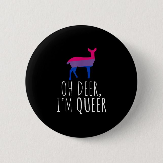 Oh Deer Queer Bisexual Pride Gay Lesbian Design  6 Cm Round Badge (Front)