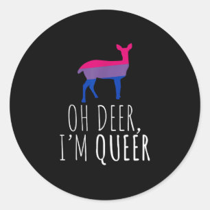 Oh Deer Queer Bisexual Pride Gay Lesbian Design  Classic Round Sticker