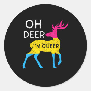 Oh Deer Queer Colorful Pride Flag Celebration Classic Round Sticker