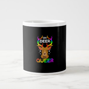 Oh Deer Queer Funny LGBTQ Pride Awareness  Large Coffee Mug