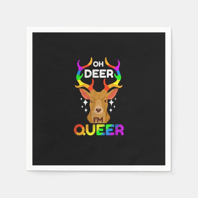 Oh Deer Queer Funny LGBTQ Pride Awareness  Napkin (Front)