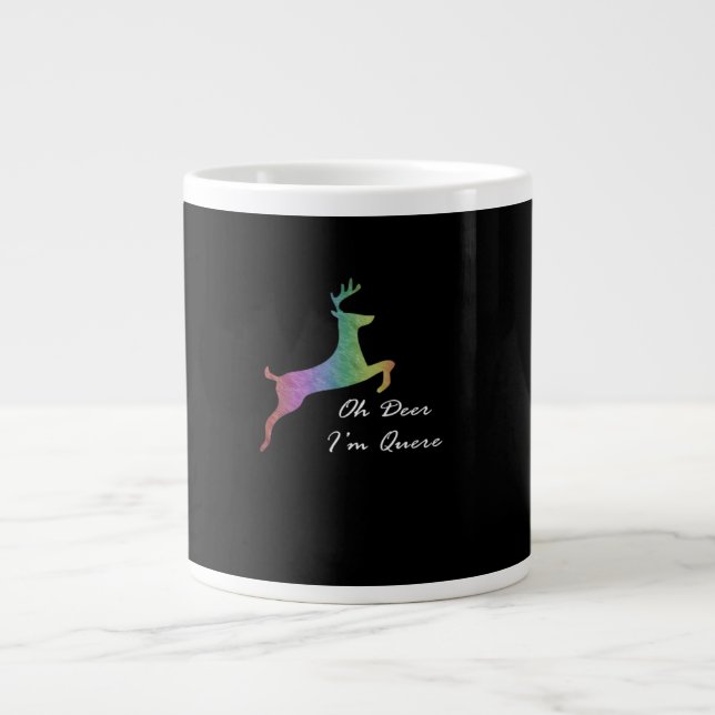 Oh Deer Queer Funny Pun LGBT Pride Celebration  Large Coffee Mug (Front)
