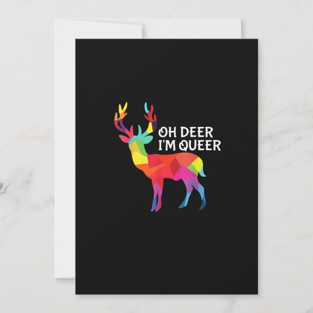 Oh Deer Queer Funny Pun LGBT Pride Design Holiday Card (Front)