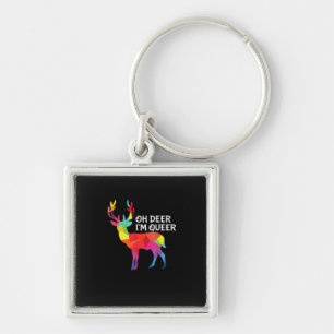 Oh Deer Queer Funny Pun LGBT Pride Design Key Ring