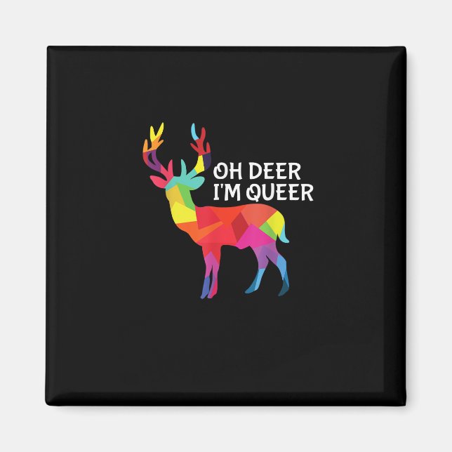 Oh Deer Queer Funny Pun LGBT Pride Design Magnet (Front)
