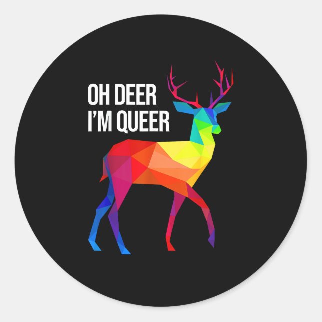 Oh Deer Queer LGBT Pride Celebration Design  Classic Round Sticker (Front)