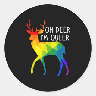 Oh Deer Queer LGBTQ Pride Celebration Month Classic Round Sticker