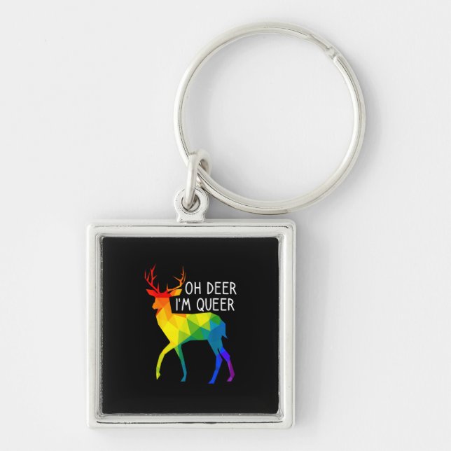 Oh Deer Queer LGBTQ Pride Celebration Month  Key Ring (Front)