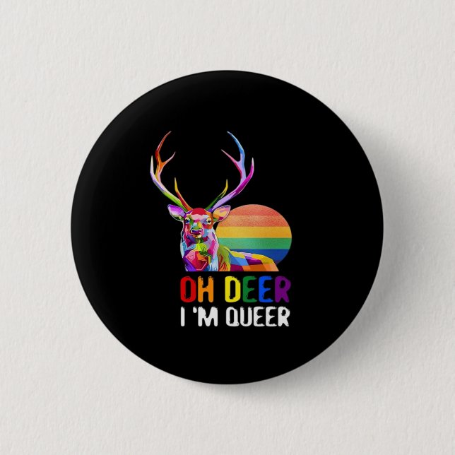 Oh Deer Queer Minimal Modern Style  6 Cm Round Badge (Front)
