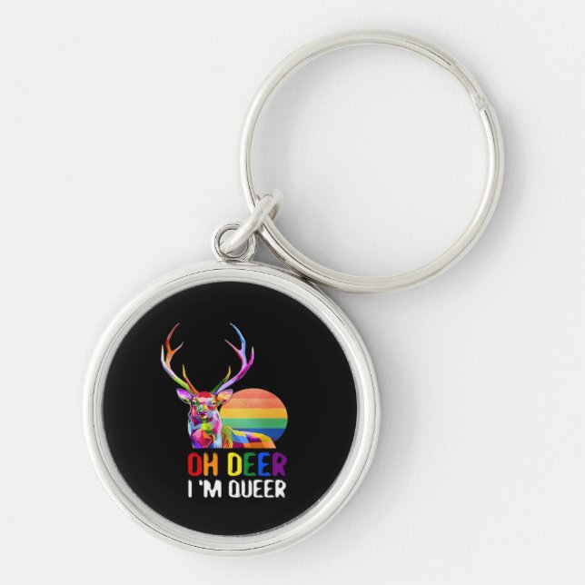Oh Deer Queer Minimal Modern Style  Key Ring (Front)