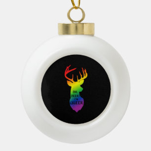 Oh Deer Queer Pride Celebration Funny LGBT Gift Ceramic Ball Christmas Ornament
