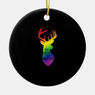 Oh Deer Queer Pride Celebration Funny LGBT Gift Ceramic Ornament
