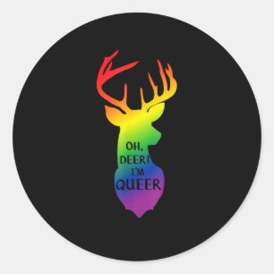 Oh Deer Queer Pride Celebration Funny LGBT Gift  Classic Round Sticker