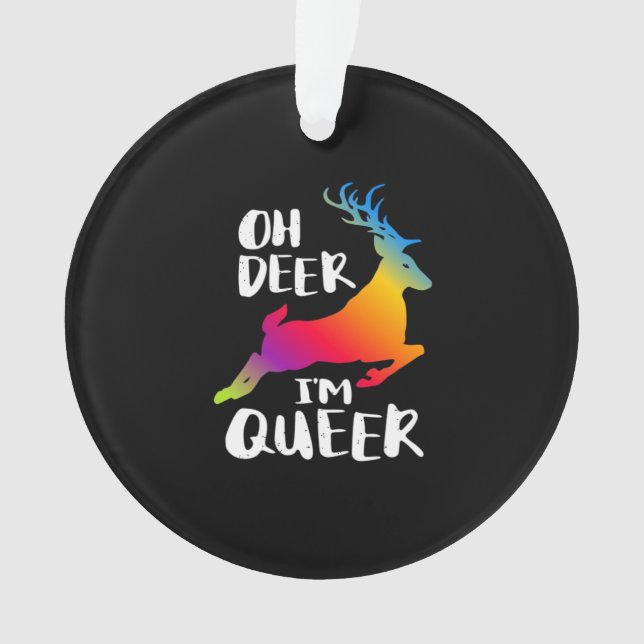 Oh Deer Queer Pride Minimal ArtistAcrylic Ornament (Front)