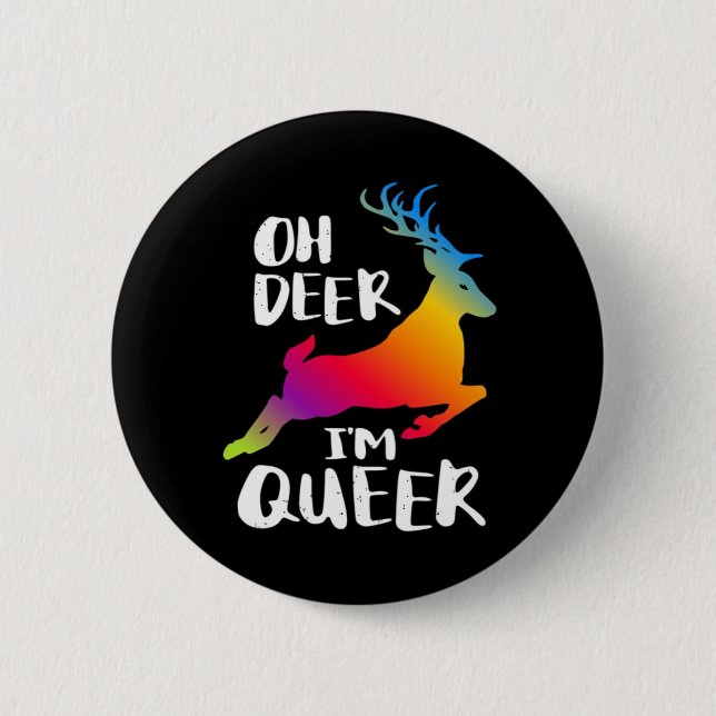 Oh Deer Queer Pride Minimal Artistic Style  6 Cm Round Badge (Front)