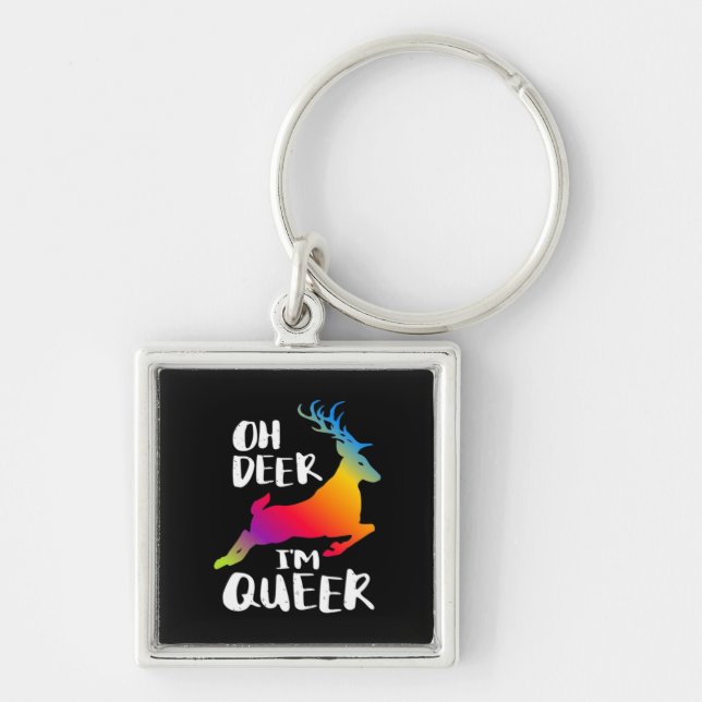 Oh Deer Queer Pride Minimal Artistic Style  Key Ring (Front)