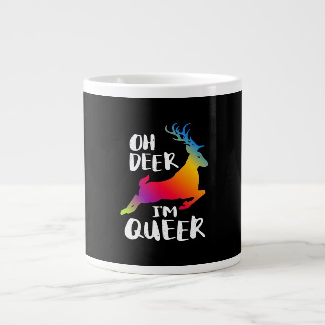 Oh Deer Queer Pride Minimal Artistic Style  Large Coffee Mug (Front)
