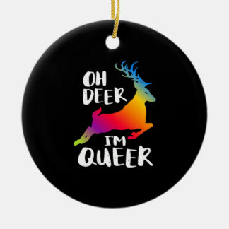 Oh Deer Queer Pride Minimal Artistic StyleOrnament Ceramic Ornament