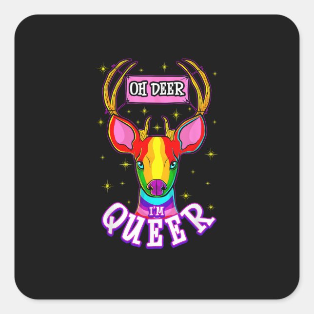 Oh Deer Queer Pride Month Celebration Gift  Square Sticker (Front)