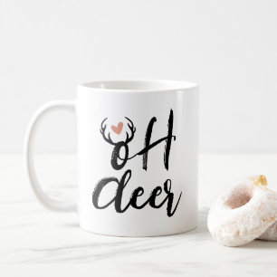 Oh Deer Reindeer Antlers Christmas Minimal Coffee Mug