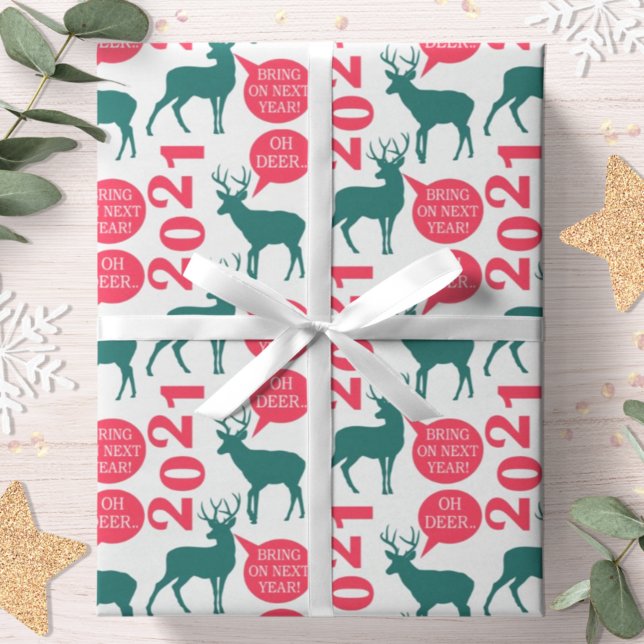Oh Deer Reindeer Christmas Holiday Fun Wrapping Paper (Creator Uploaded)