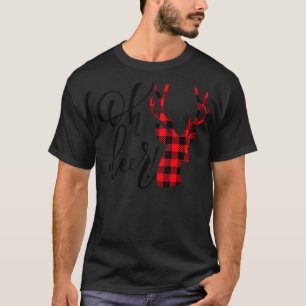 Oh Deer Reindeer Red Plaid Buffalo Christmas Paja T-Shirt