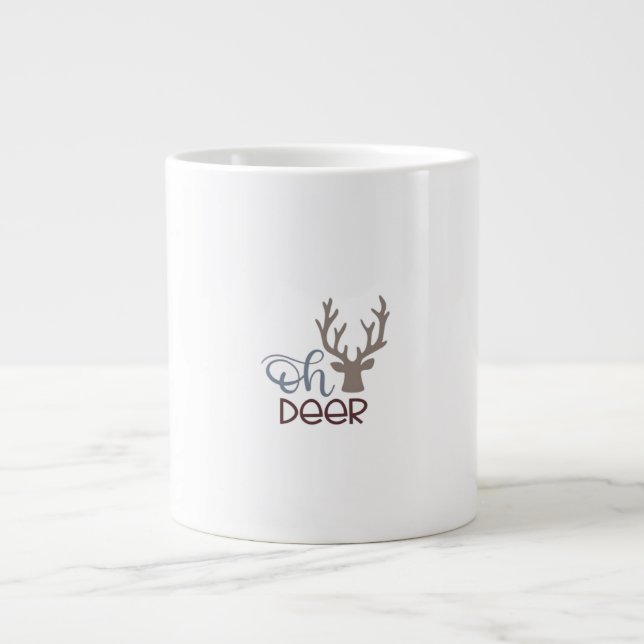 Oh Deer Retro Classic Design  Large Coffee Mug (Front)
