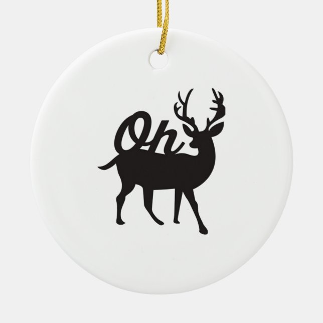 Oh Deer Retro Classic Vibe Ceramic Ornament (Front)