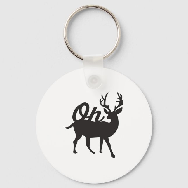 Oh Deer Retro Classic Vibe Key Ring (Front)