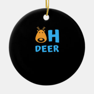Oh Deer Retro Holiday Vibe Ceramic Ornament