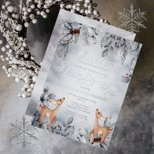 Oh Deer Rustic Winter Floral Merry Christmas