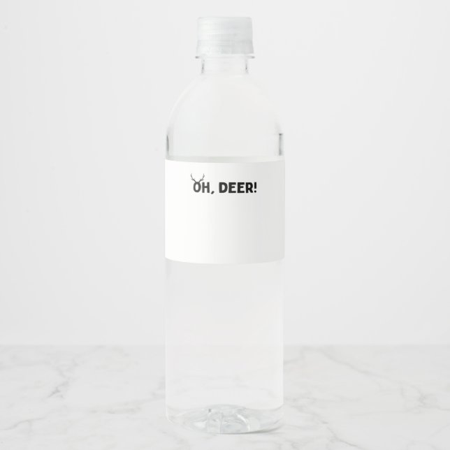 Oh Deer Simple Aesthetic  Water Bottle Label (Front)