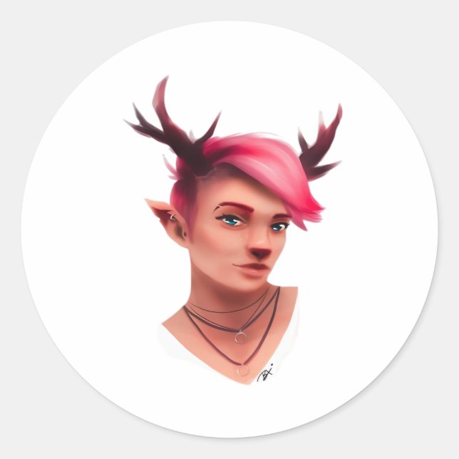Oh Deer Simple Creative Style  Classic Round Sticker (Front)