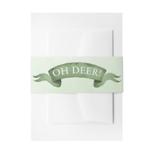 "Oh deer!" Soft Forest Green Deer Invitation Belly Band