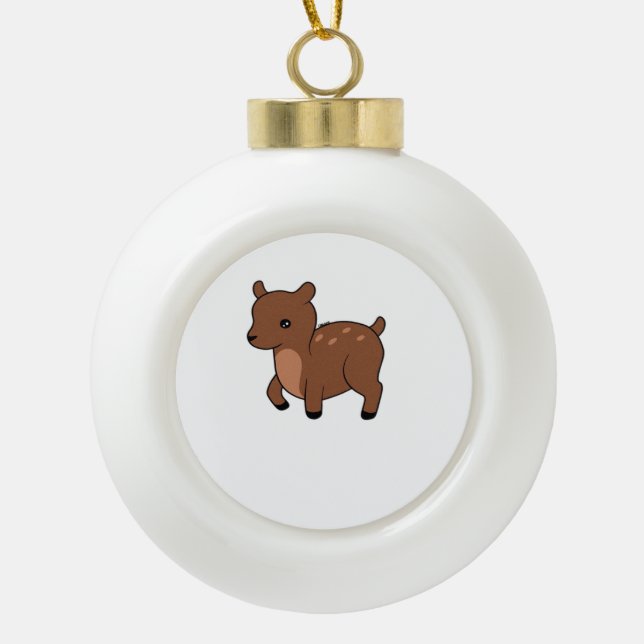 Oh Deer Soft Minimal Design  Ceramic Ball Christmas Ornament (Front)