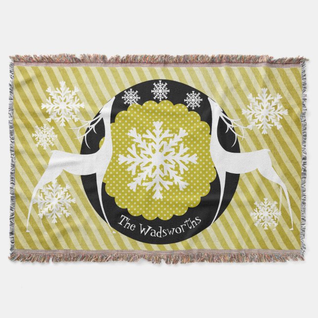 Oh Deer Striped Holiday Throw (Front)