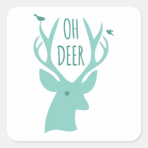Oh deer, teal square sticker