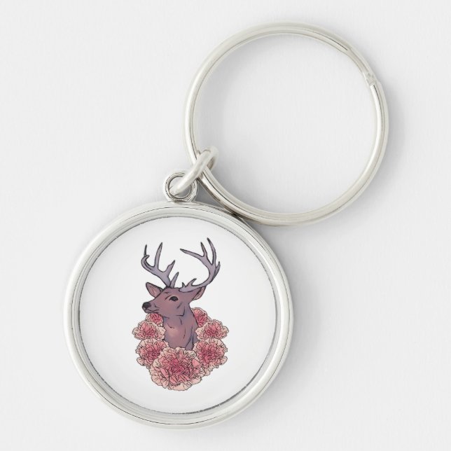 Oh Deer Trendy Minimal Aesthetic  Key Ring (Front)