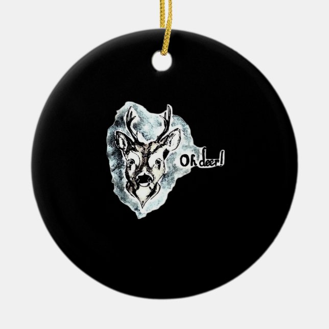 Oh Deer Trendy Modern Style Ceramic Ornament (Front)