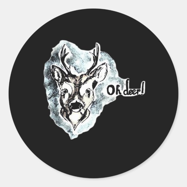 Oh Deer Trendy Modern Style  Classic Round Sticker (Front)
