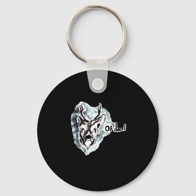 Oh Deer Trendy Modern Style Key Ring (Front)