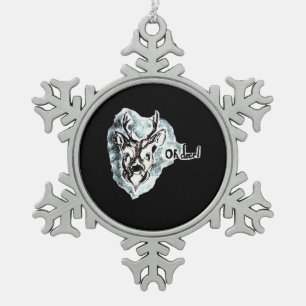 Oh Deer Trendy Modern Style  Snowflake Pewter Christmas Ornament